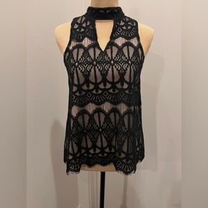 Elegant Black Lace Sleeveless Top